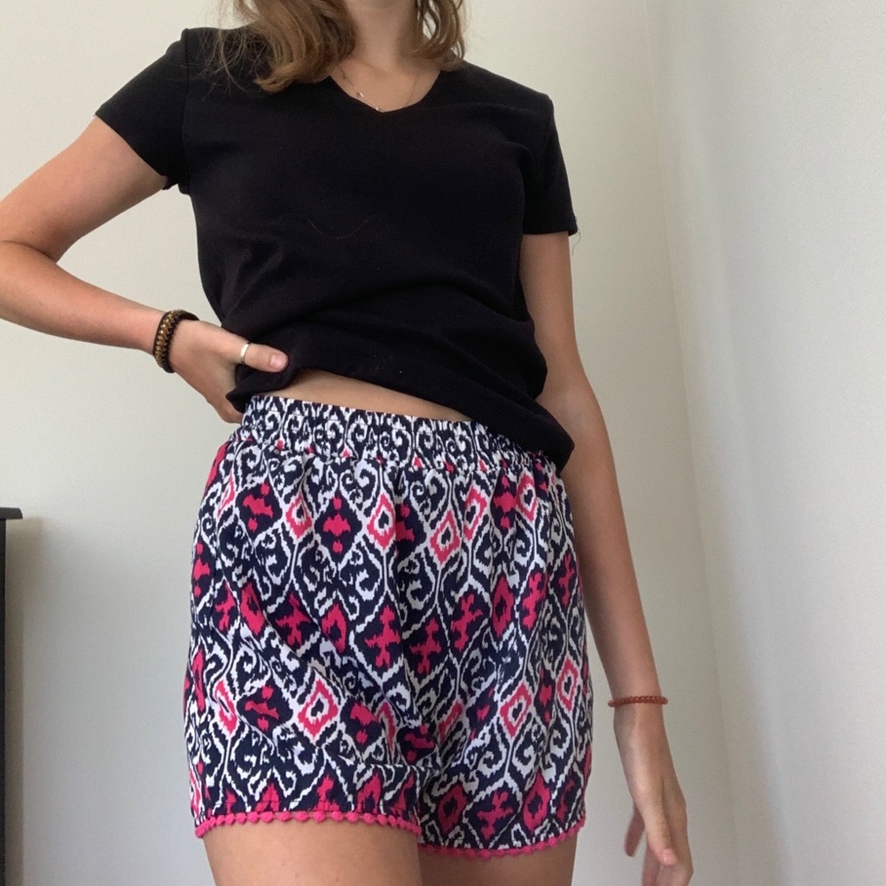 XL high waisted hot pink navy blue striped shorts